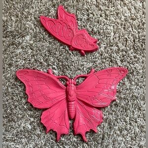 Vintage 1973 Universal Statuary Wall Mounted Butterfly Set of 2 Decor (painted)
